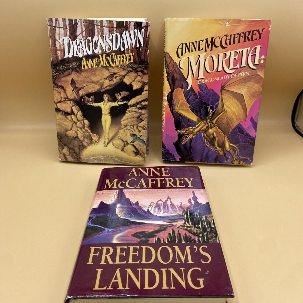 Lot of 3 HC DJ Vintage Anne McCaffrey 1st Ed Moreta Dragonsdawn Freedoms Landing